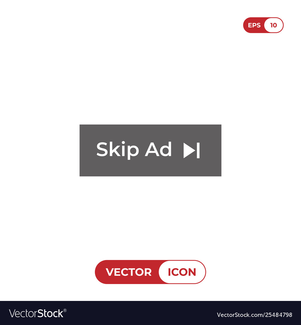 Skip Ad Button Royalty Free Vector Image VectorStock