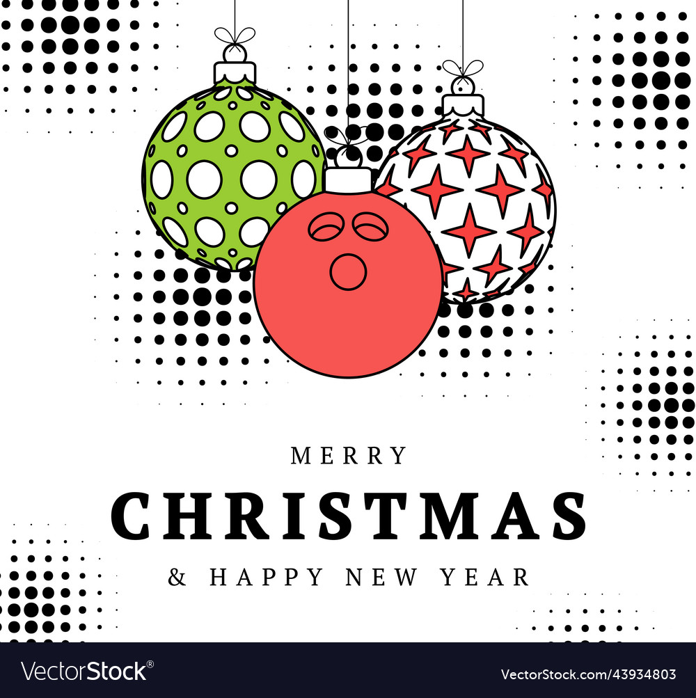 Bowling christmas greeting card in trendy line