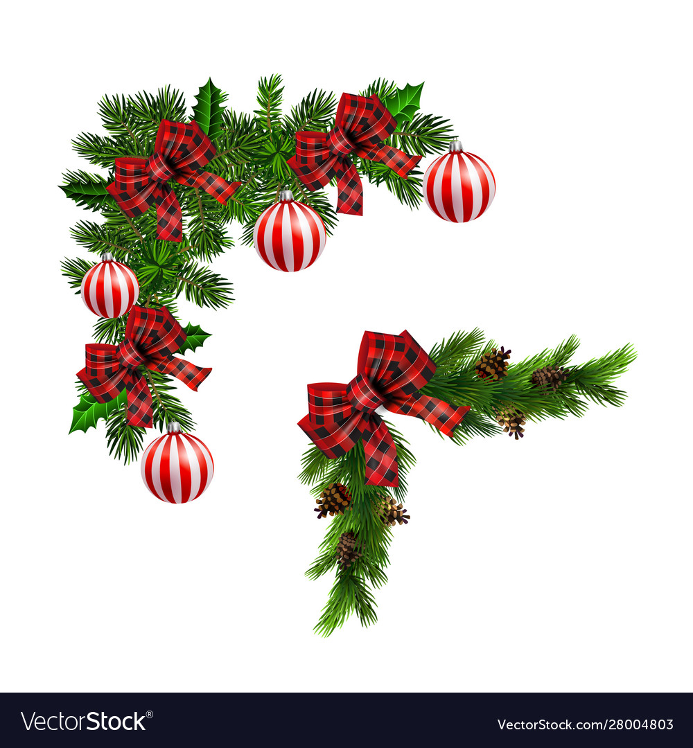 Christmas decorations with fir tree collection Vector Image