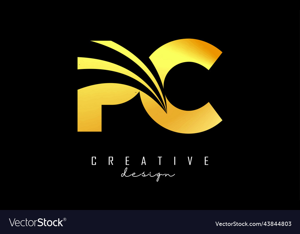 Kreative goldene Buchstaben pc c Logo mit Führung