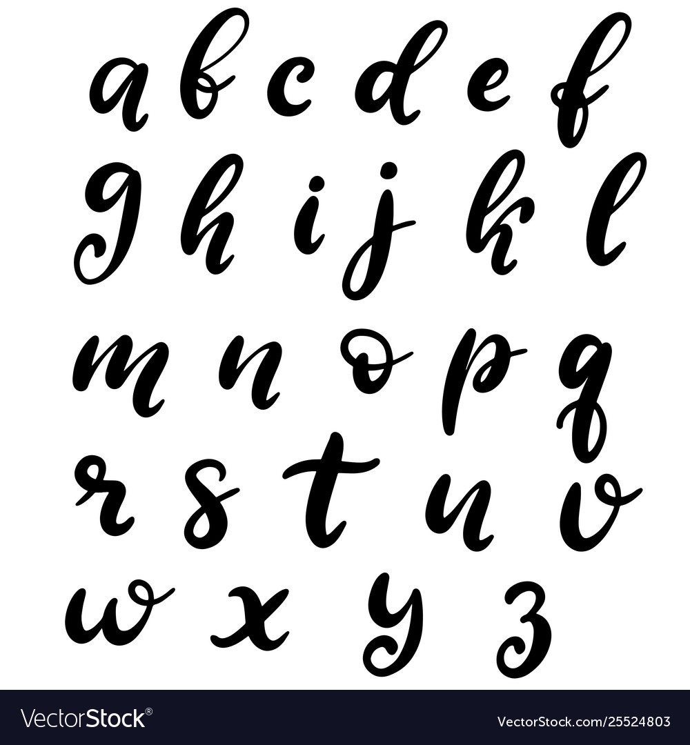 Hand drawn lettering font alphabet