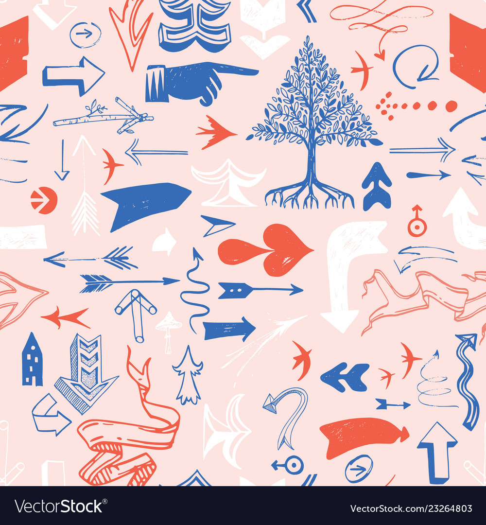 Pattern with various typographic arrows vector image Pattern with various typographic arrows