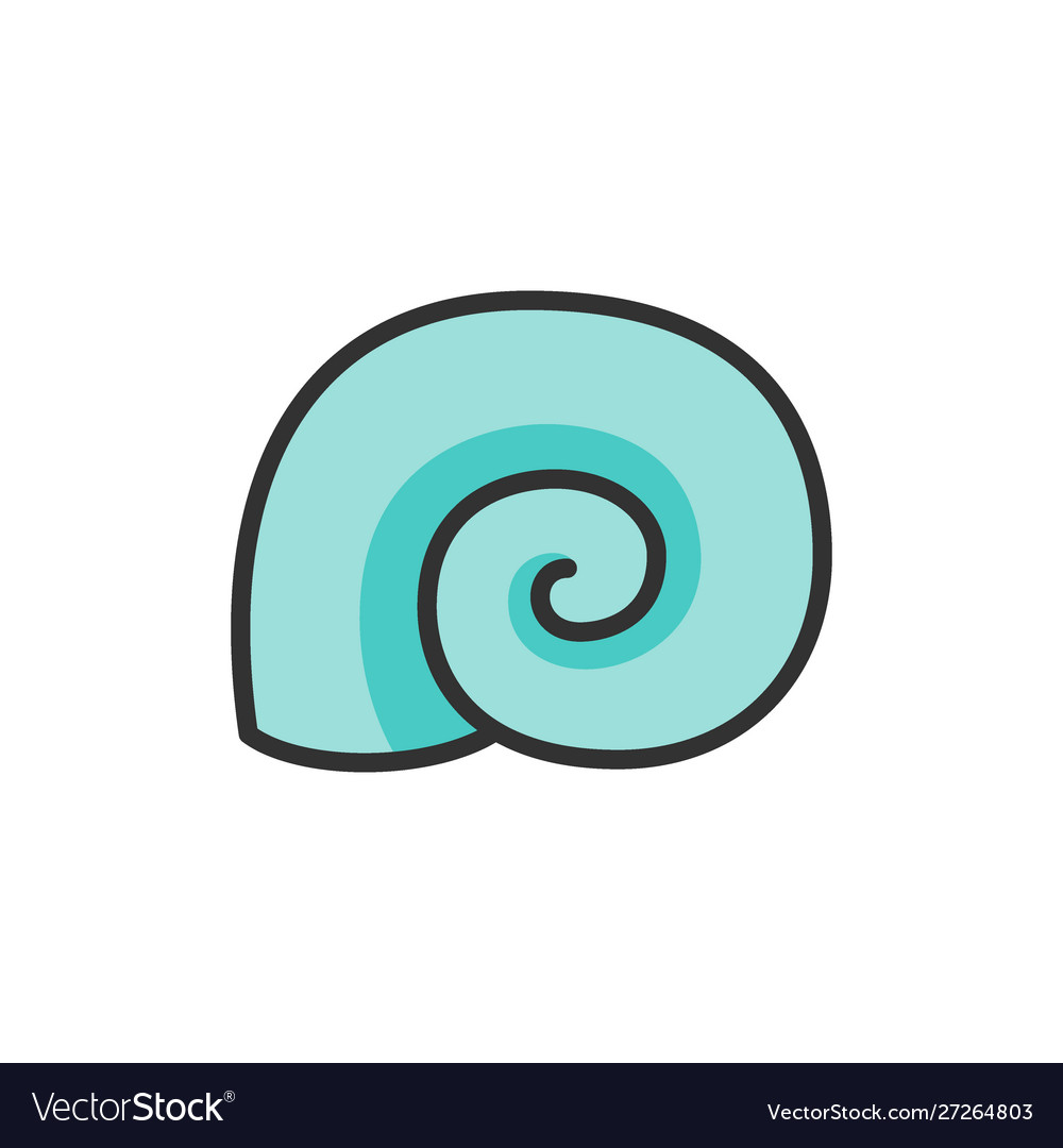 Seashell flat color line icon isolated