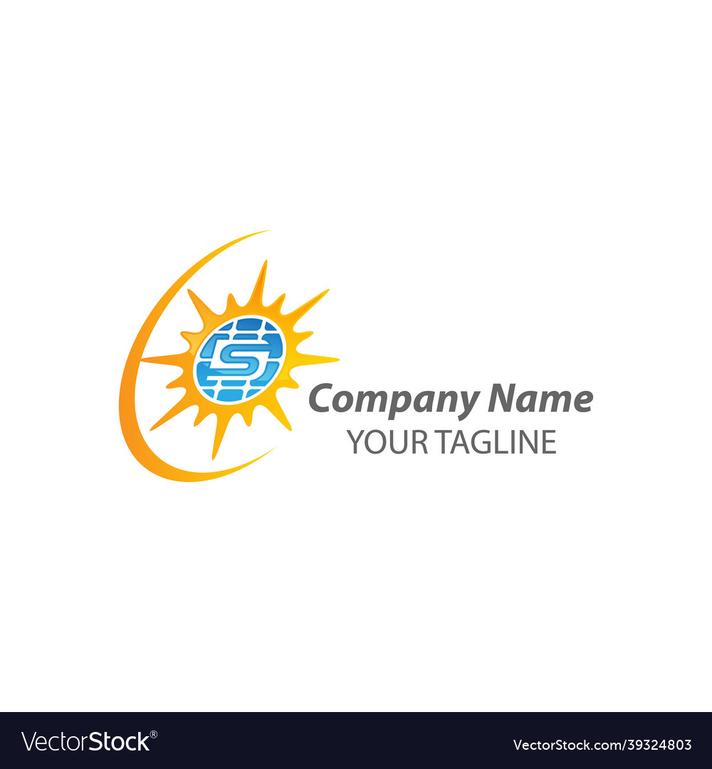 Solar home logo template panel and sun