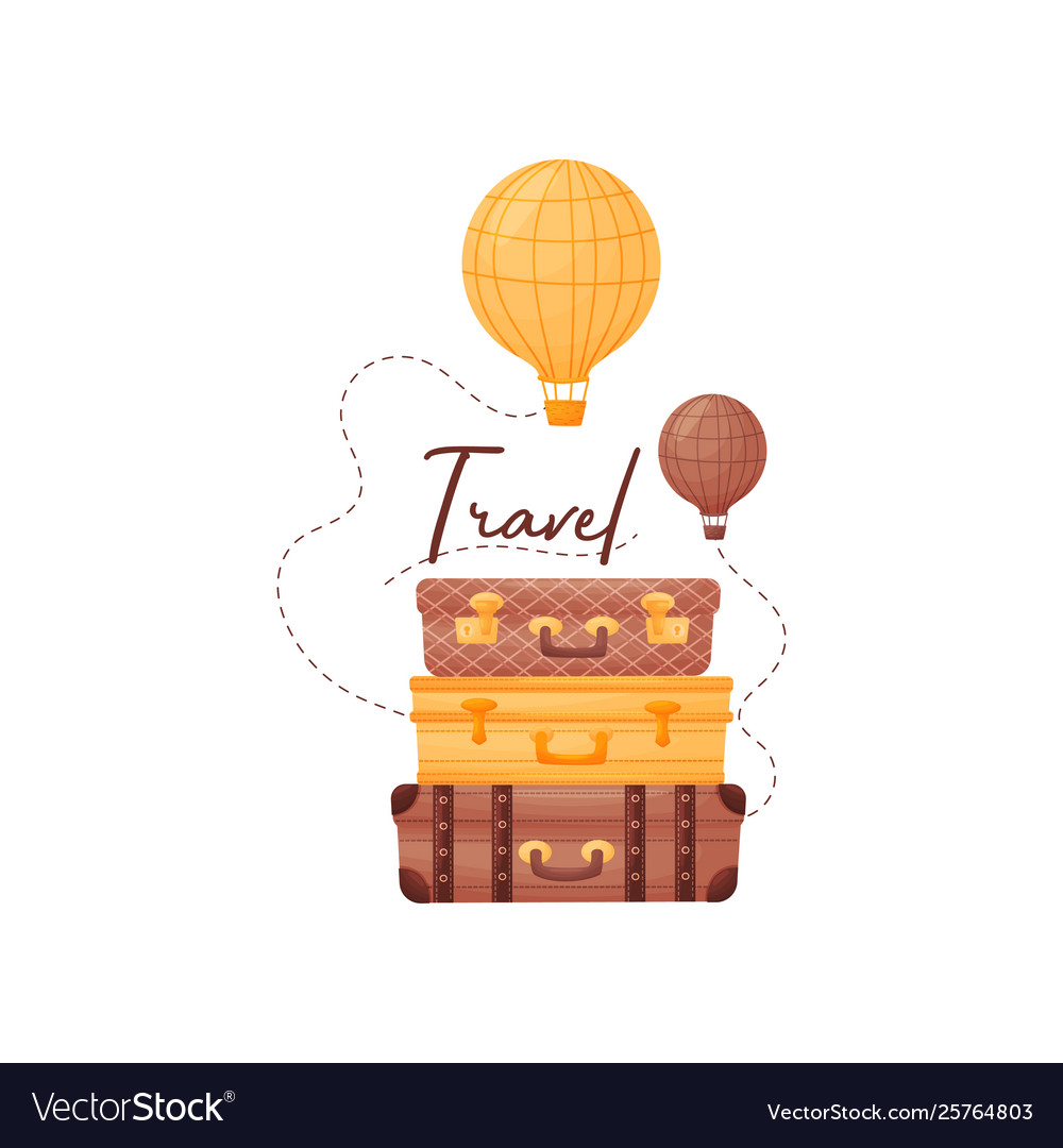 Three Suitcases with Balloons
