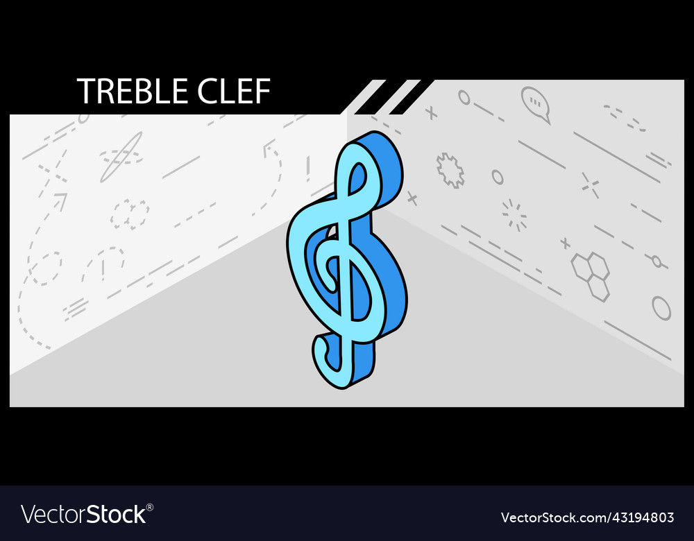 Treble clef isometric design icon web 3d vector image Treble clef isometric design icon web 3d
