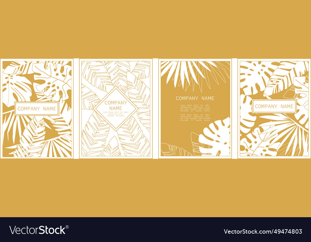 Tropical leaf poster set vector image Tropical leaf poster set