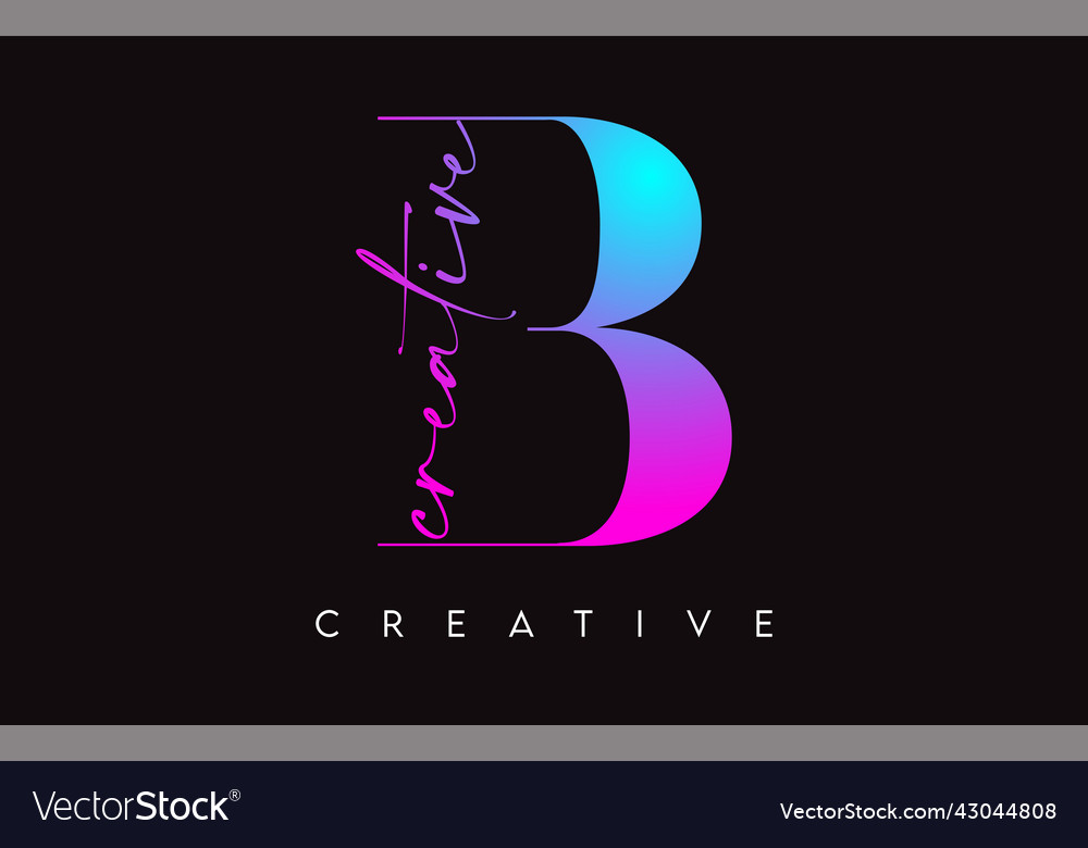 B letter design with creative cut and serif font Vector Image