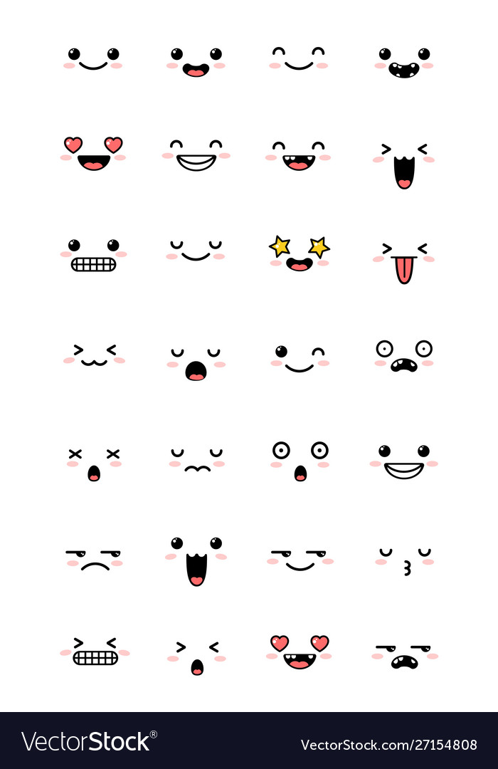 Sammlung süß kawaii emoticon emoji set