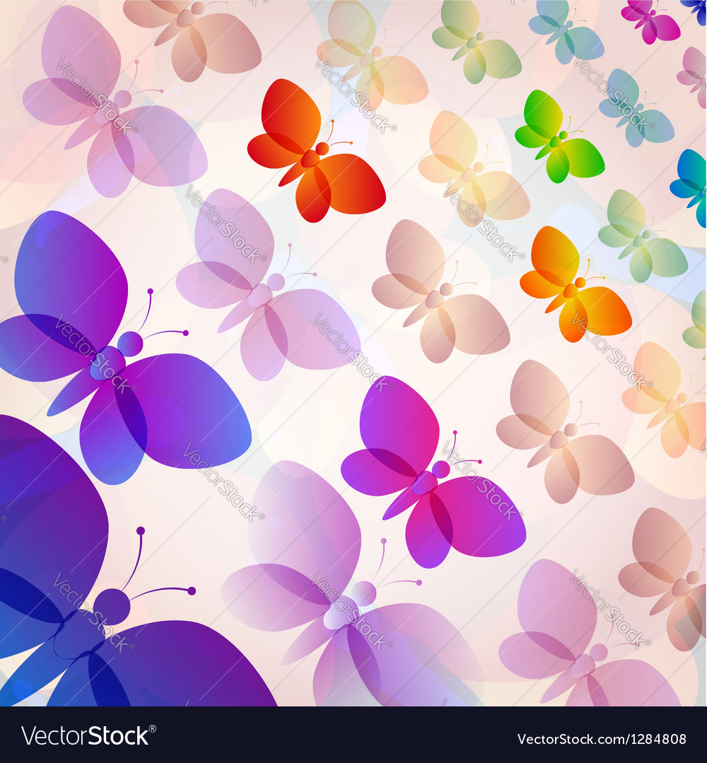 Colorful transparent butterflies summer pattern Vector Image