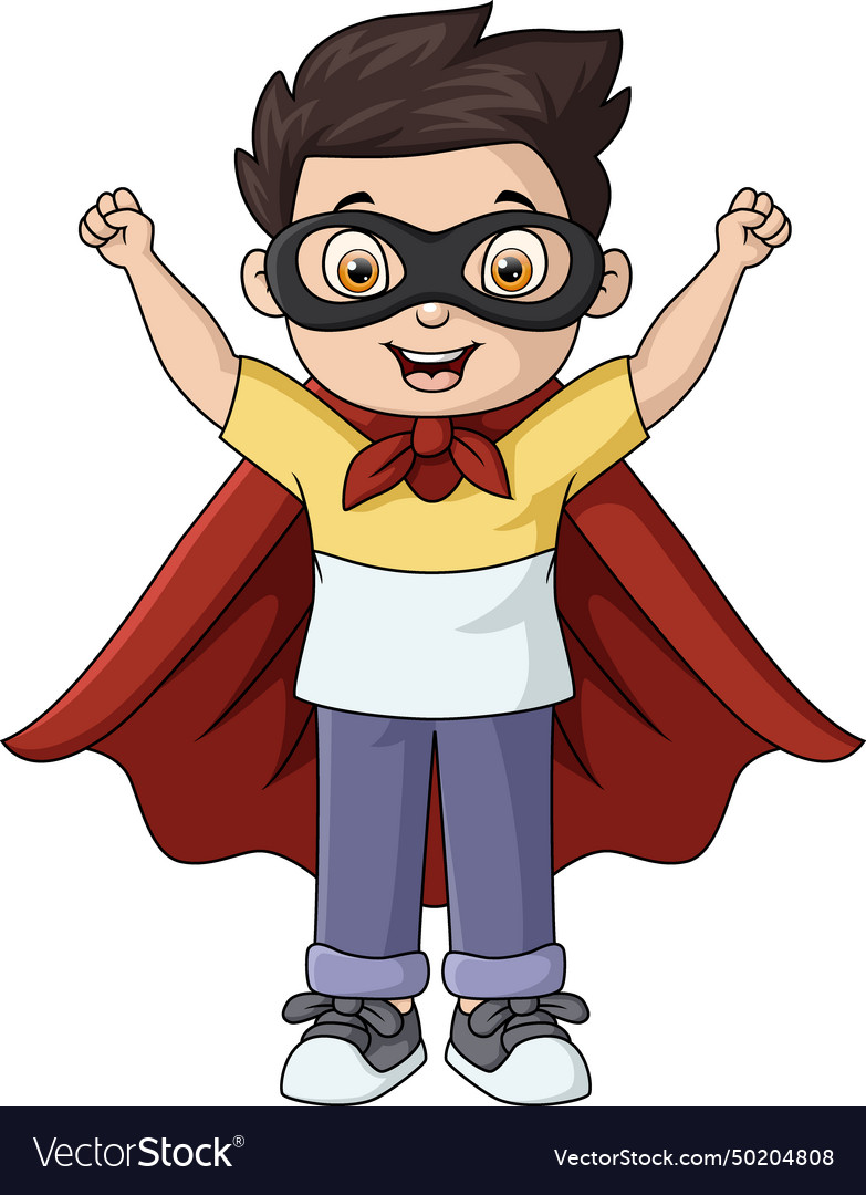 Cute little boy cartoon wearing superhero costume Vector Image