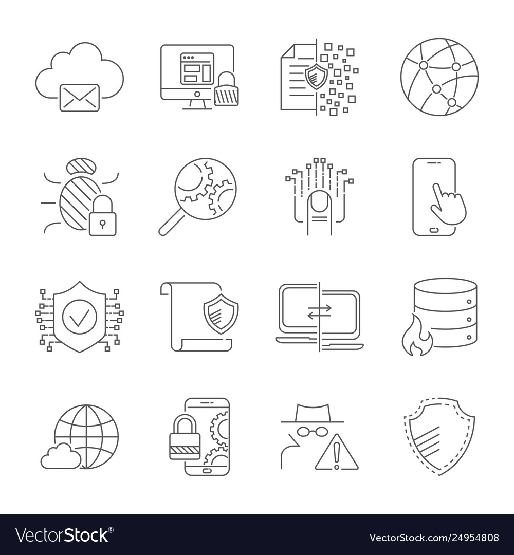 Data protection and security network icons set