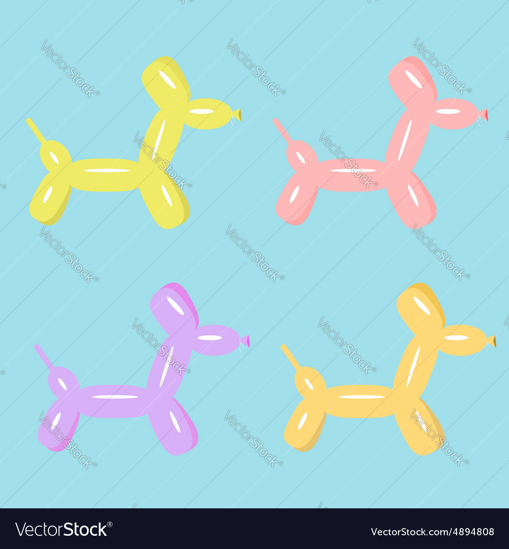 Dog balloon animal set of four flat design