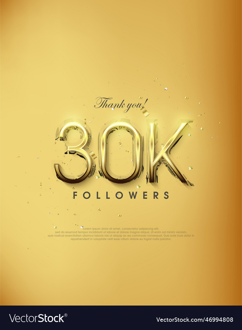 Golden design thank you 30k followers simple