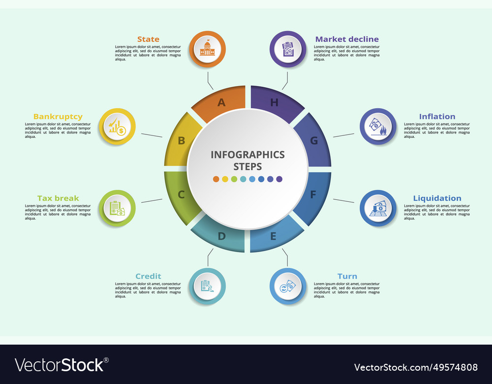 Infographics with crisis theme icons 10 steps