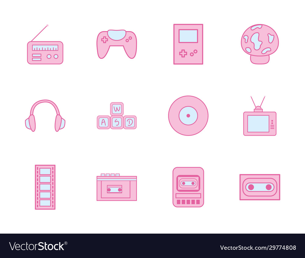 Neon line and fill style icon set design