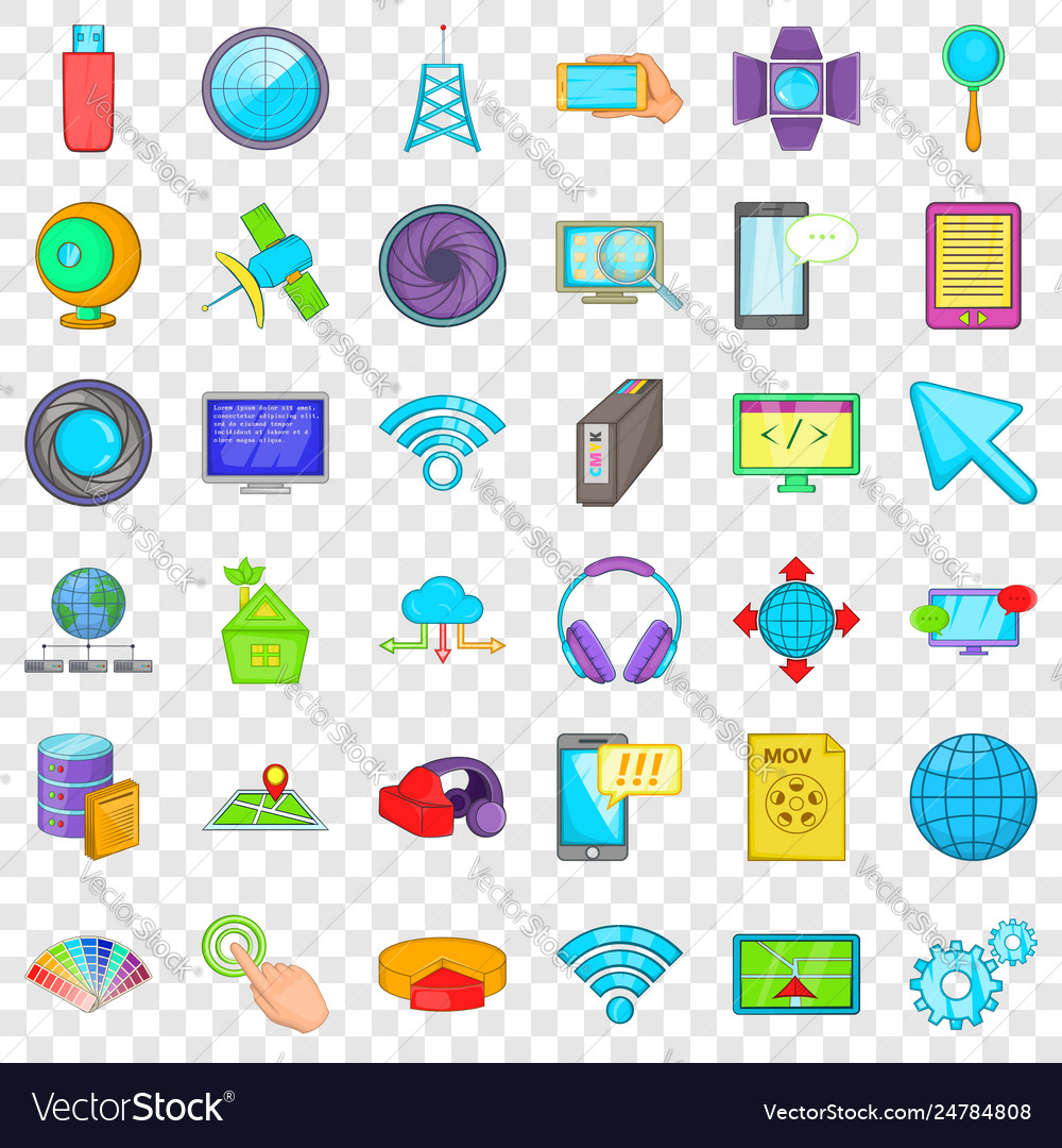 Web progress icons set cartoon style