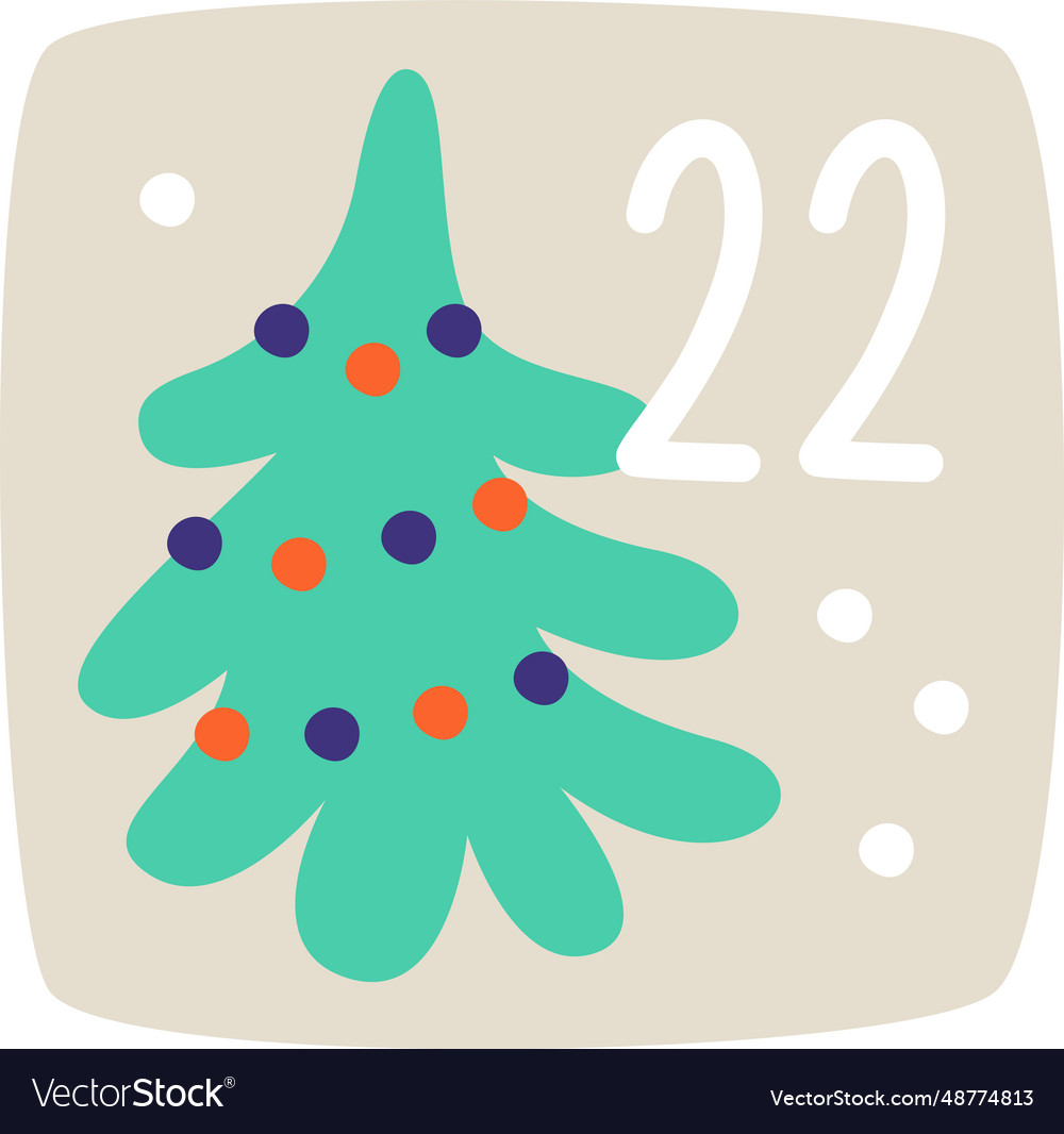 22 date christmas calendar sticker Royalty Free Vector Image