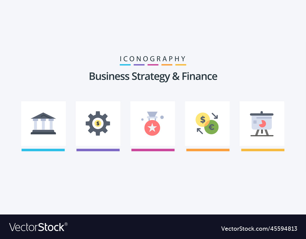 Business strategy and finance flat 5 icon pack