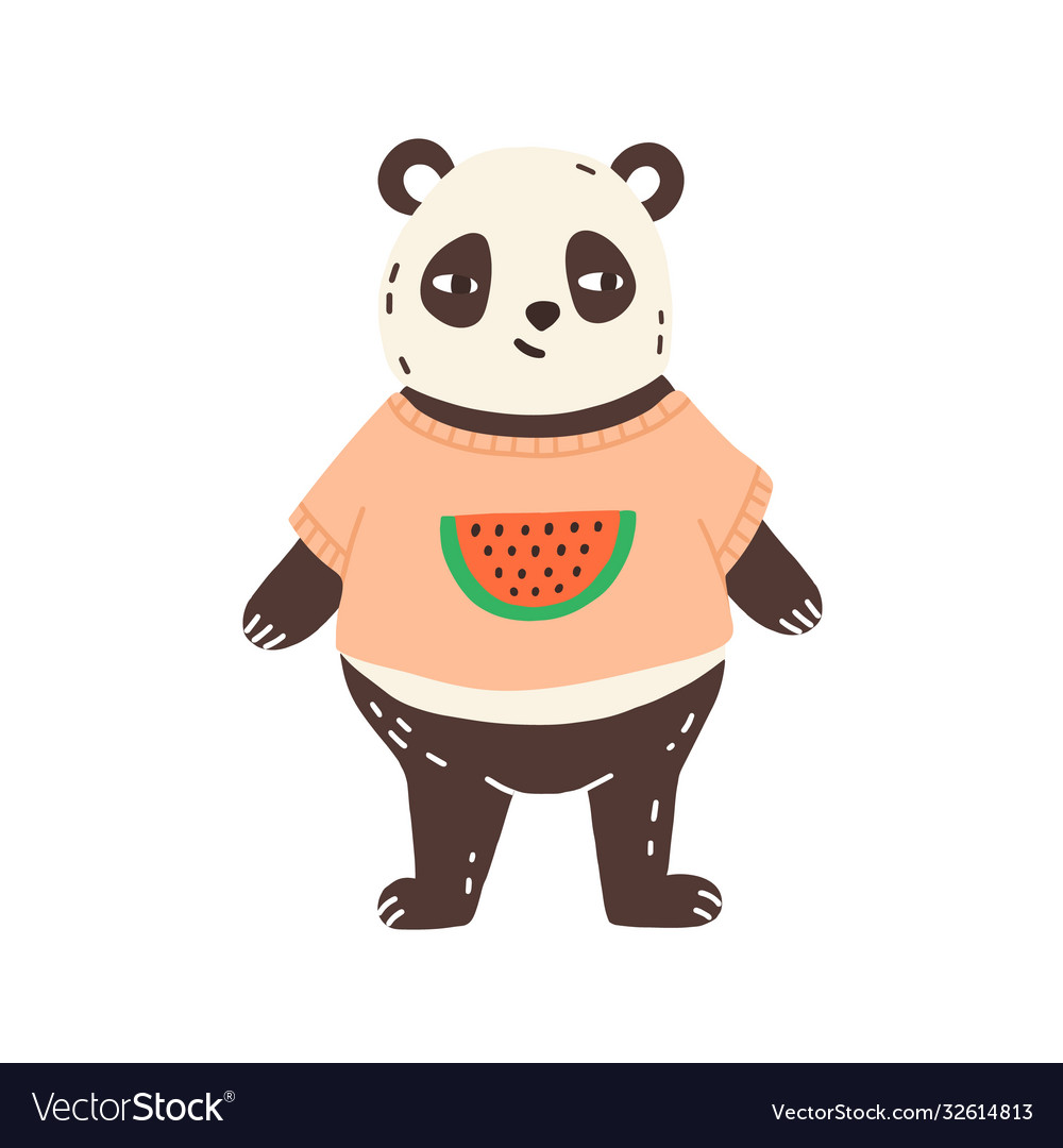 Childish character funny panda portrait in t Vector Image