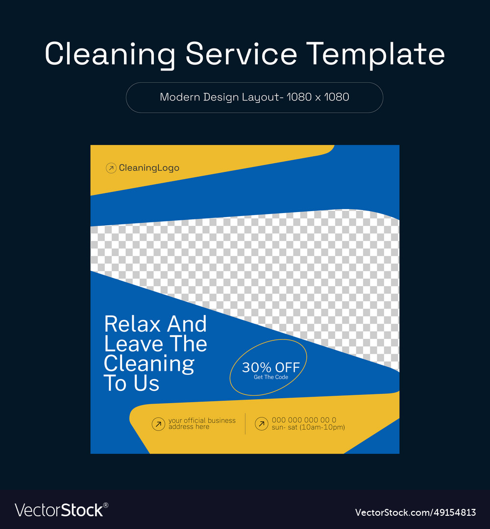 Cleaning service social media post template Vector Image