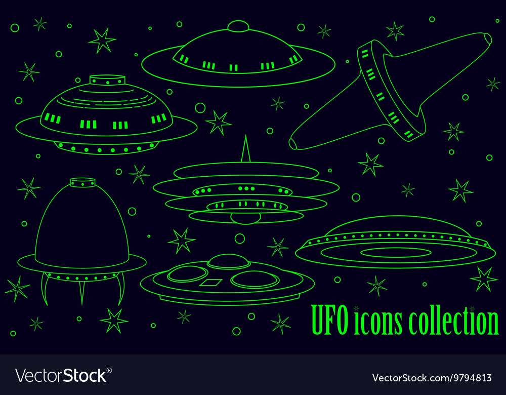 Flying saucer spaceship and ufo set