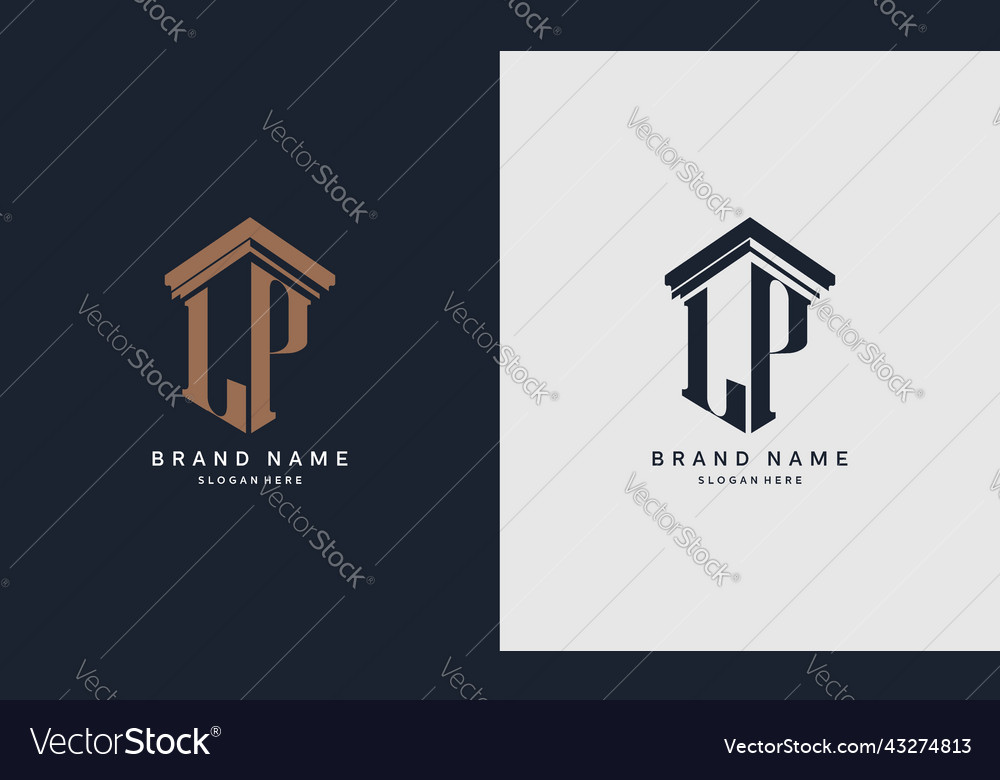 Initials lp logo with pillar element best for law