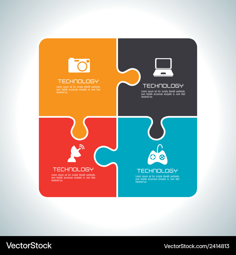Puzzle design over gray background Royalty Free Vector Image