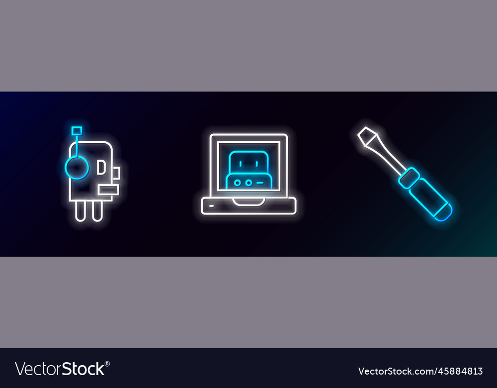 Set line screwdriver robot and creating vector image Set line screwdriver robot and creating
