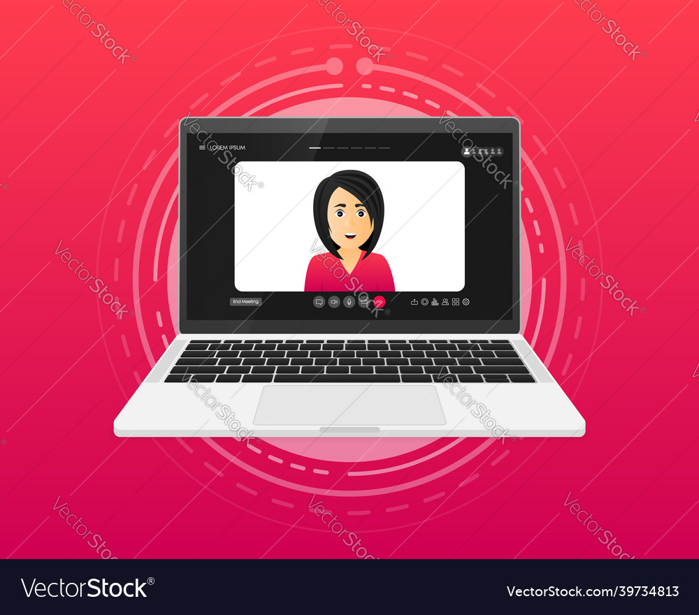 Video chat user interface calls window vector image Video chat user interface calls window