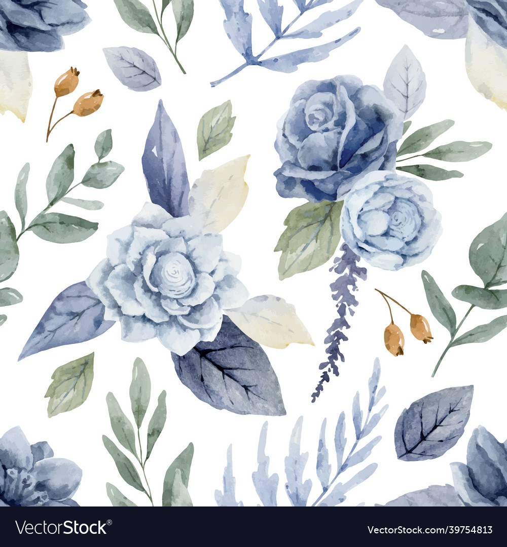 Watercolor seamless pattern in soft bluish vector image Watercolor seamless pattern in soft bluish