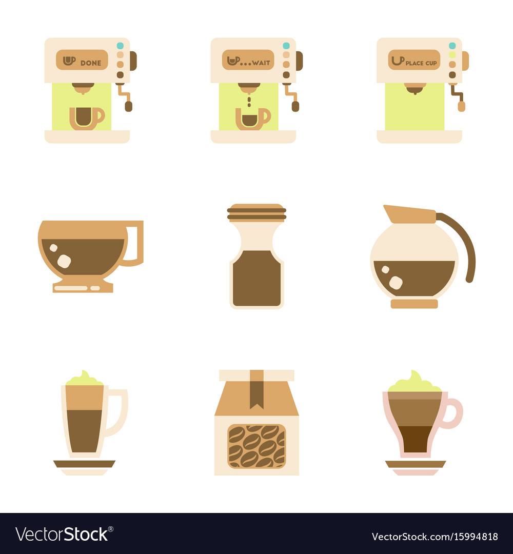 Assembly flat icons coffee cup maker