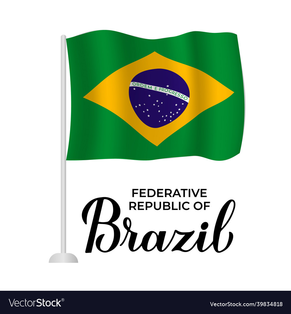 Brazilian flag isolated on white federative Vector Image