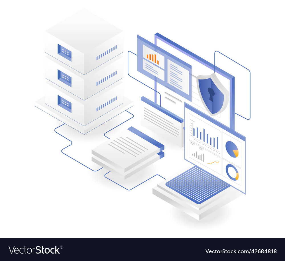 Cloud Server Data Analysis Isometric