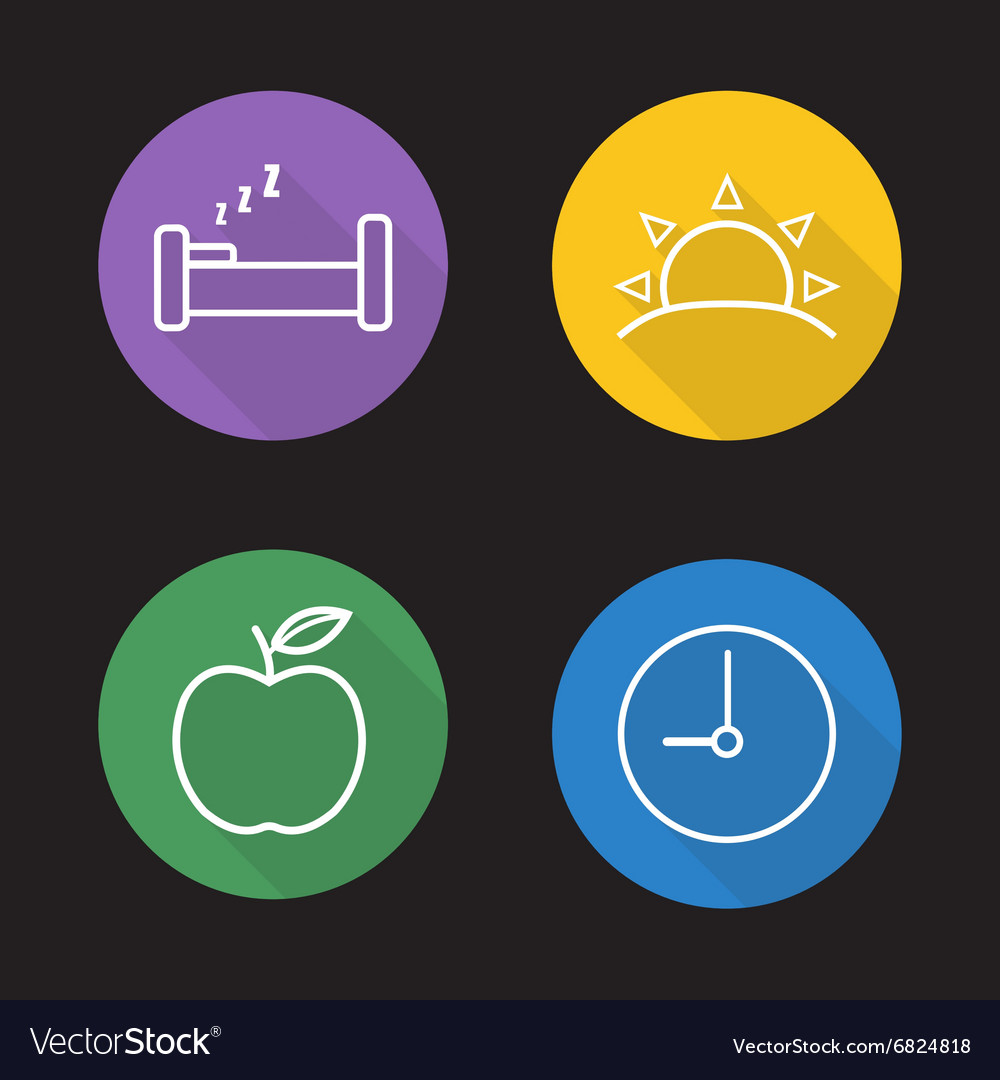 Everyday routine flat linear icons set