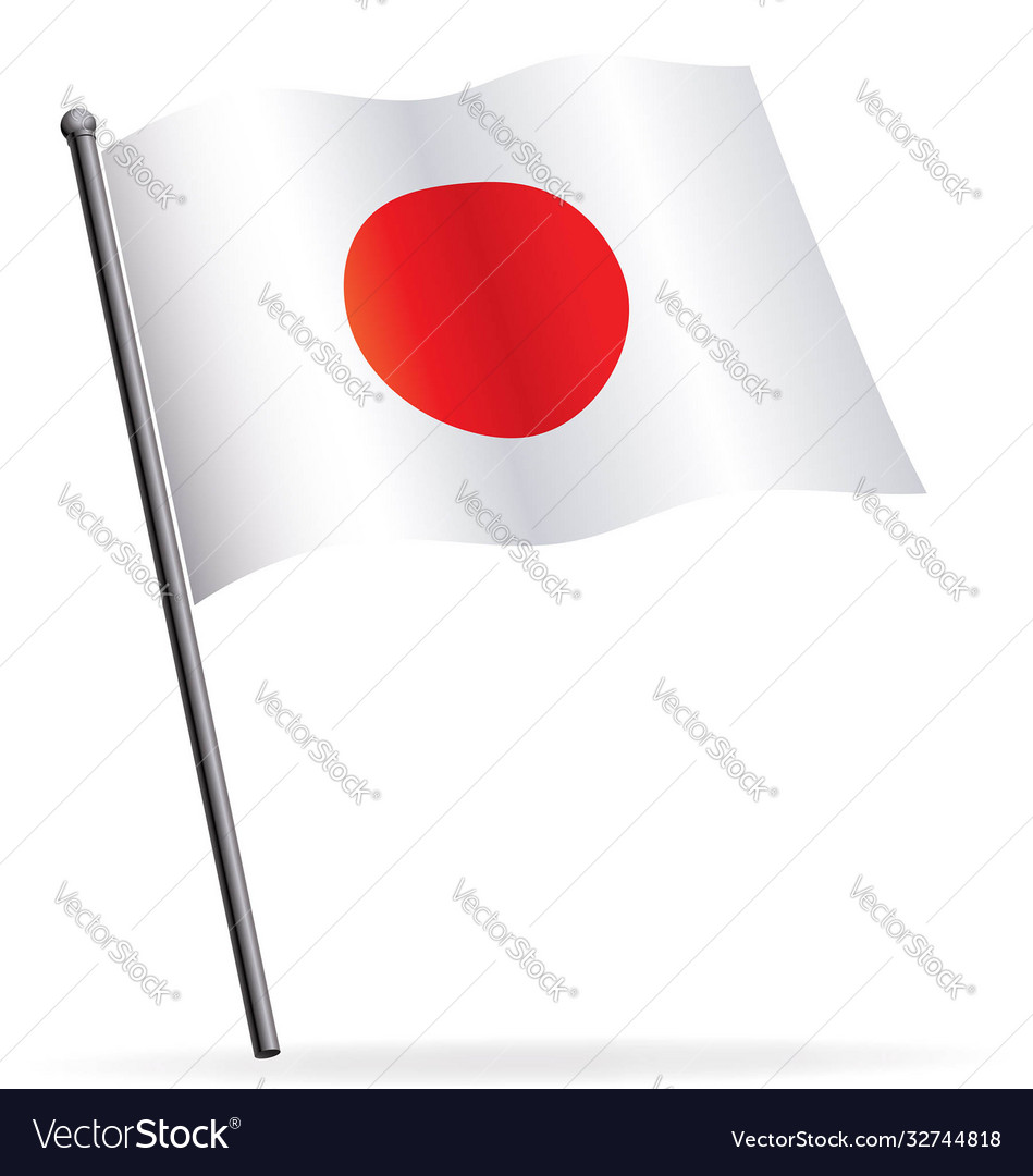 Flag Japan Waving On Flagpole Royalty Free Vector Image 5431