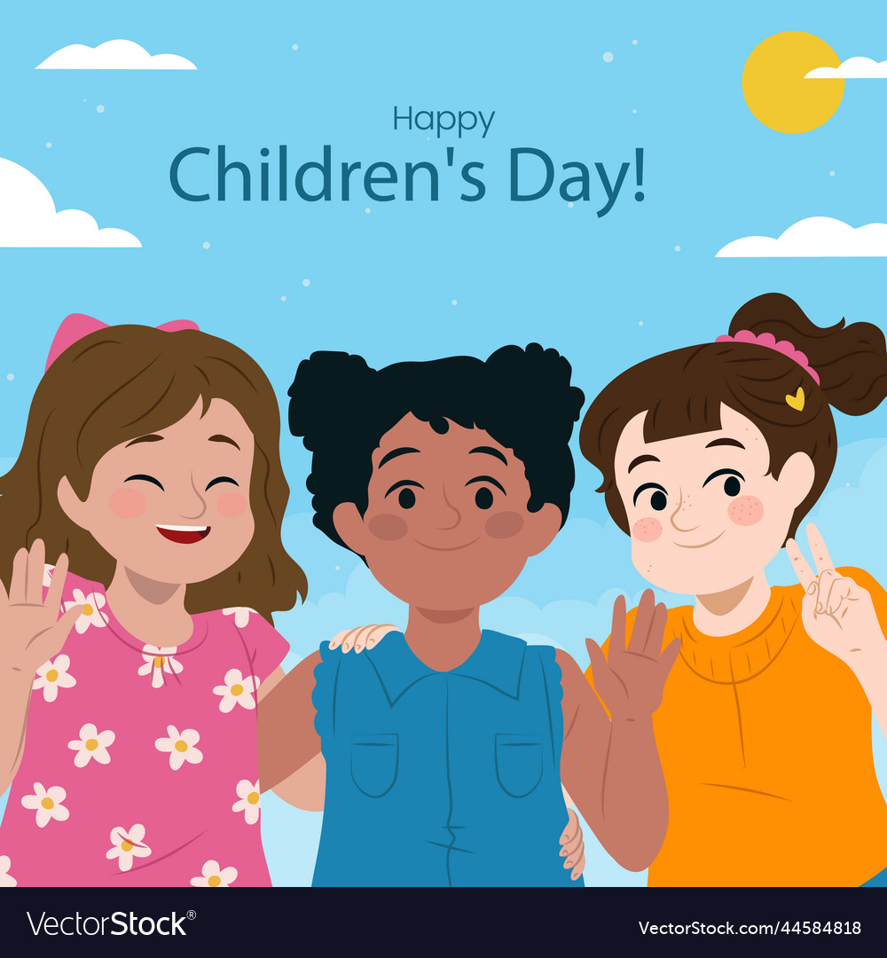 Flat world children day Royalty Free Vector Image