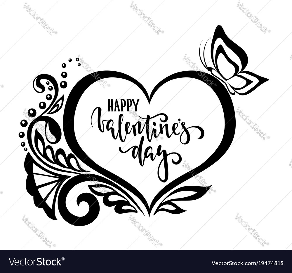 Happy valentine day hand drawn calligraphy and Vector Image