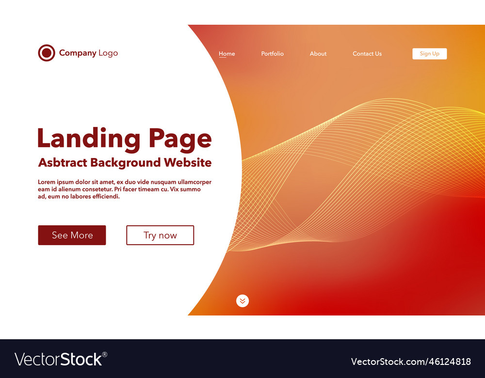 Landing page abstract wave background website vector image Landing page abstract wave background website