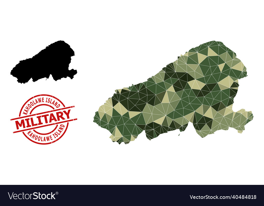 Lowpoly mosaic map of kahoolawe island Royalty Free Vector