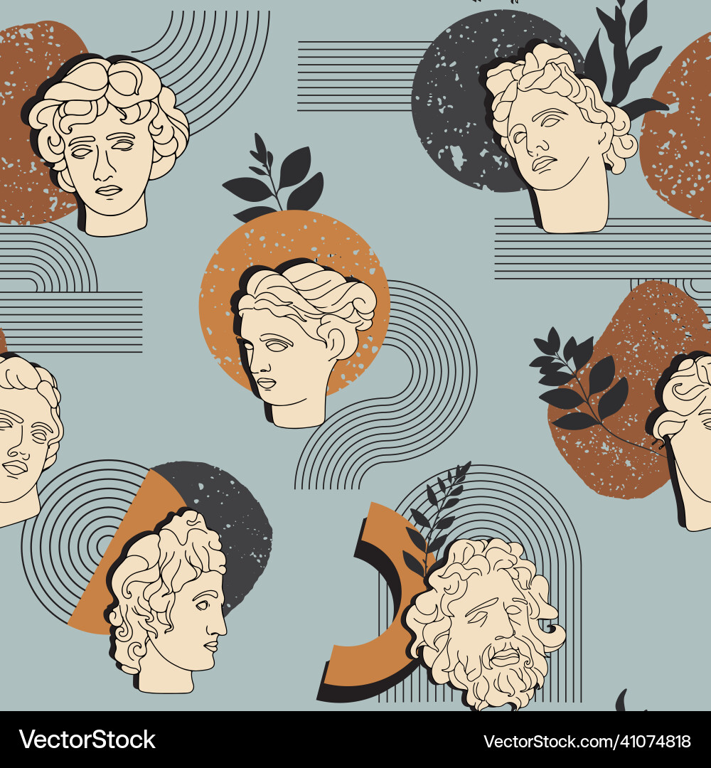 Minimal sculpture head ancient greek pattern Vector Image