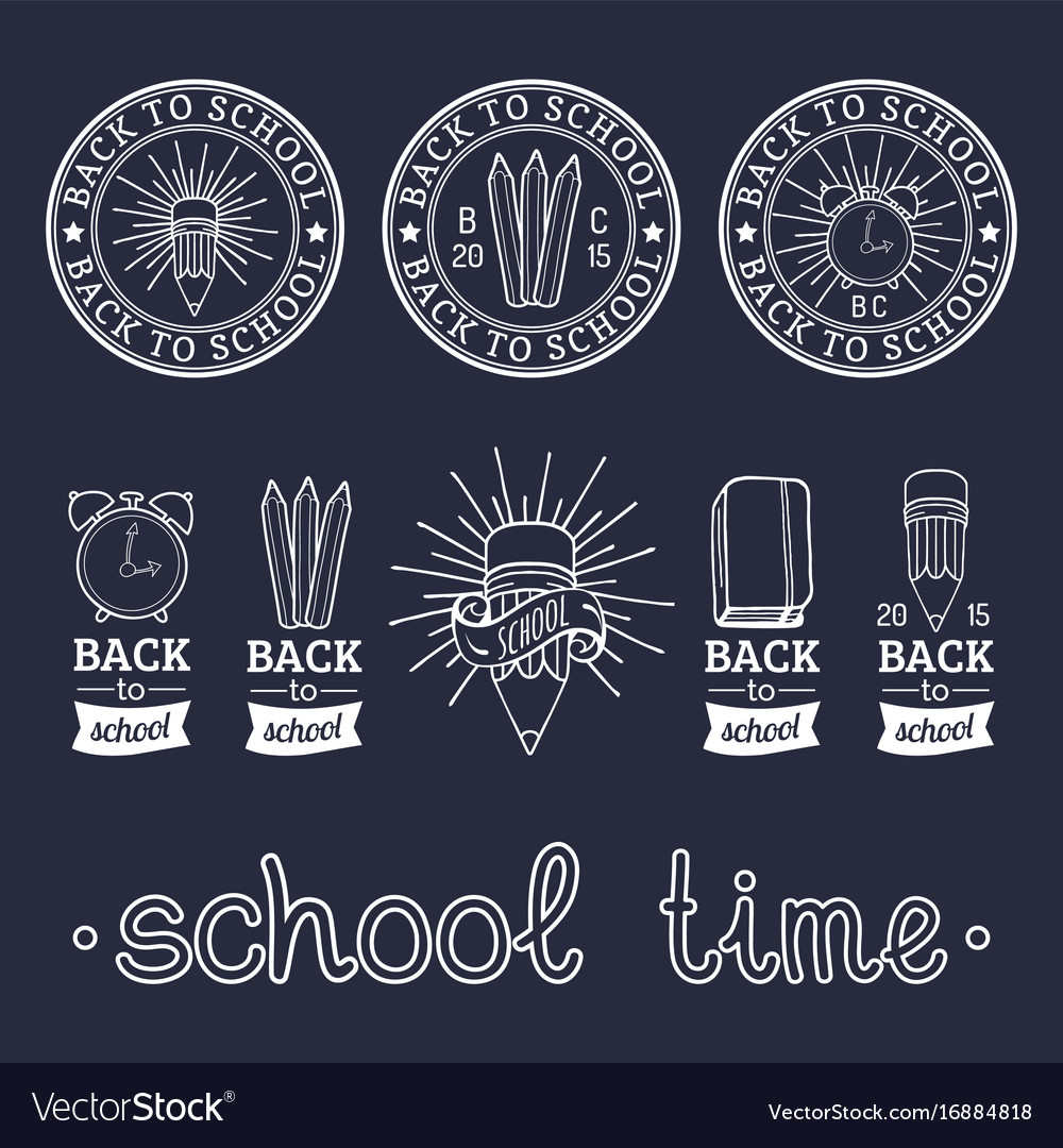 Set of vintage back to school labels retro