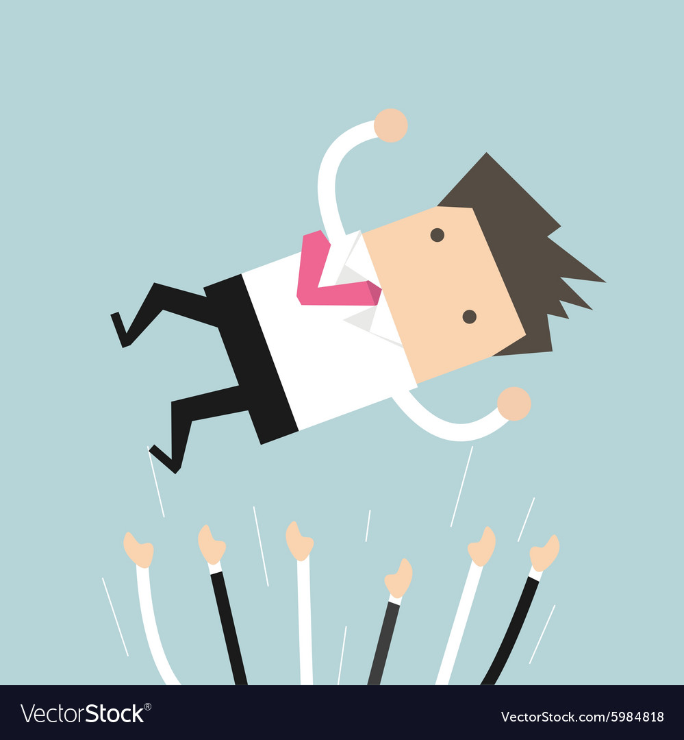 Successful businessman throwing up in the air