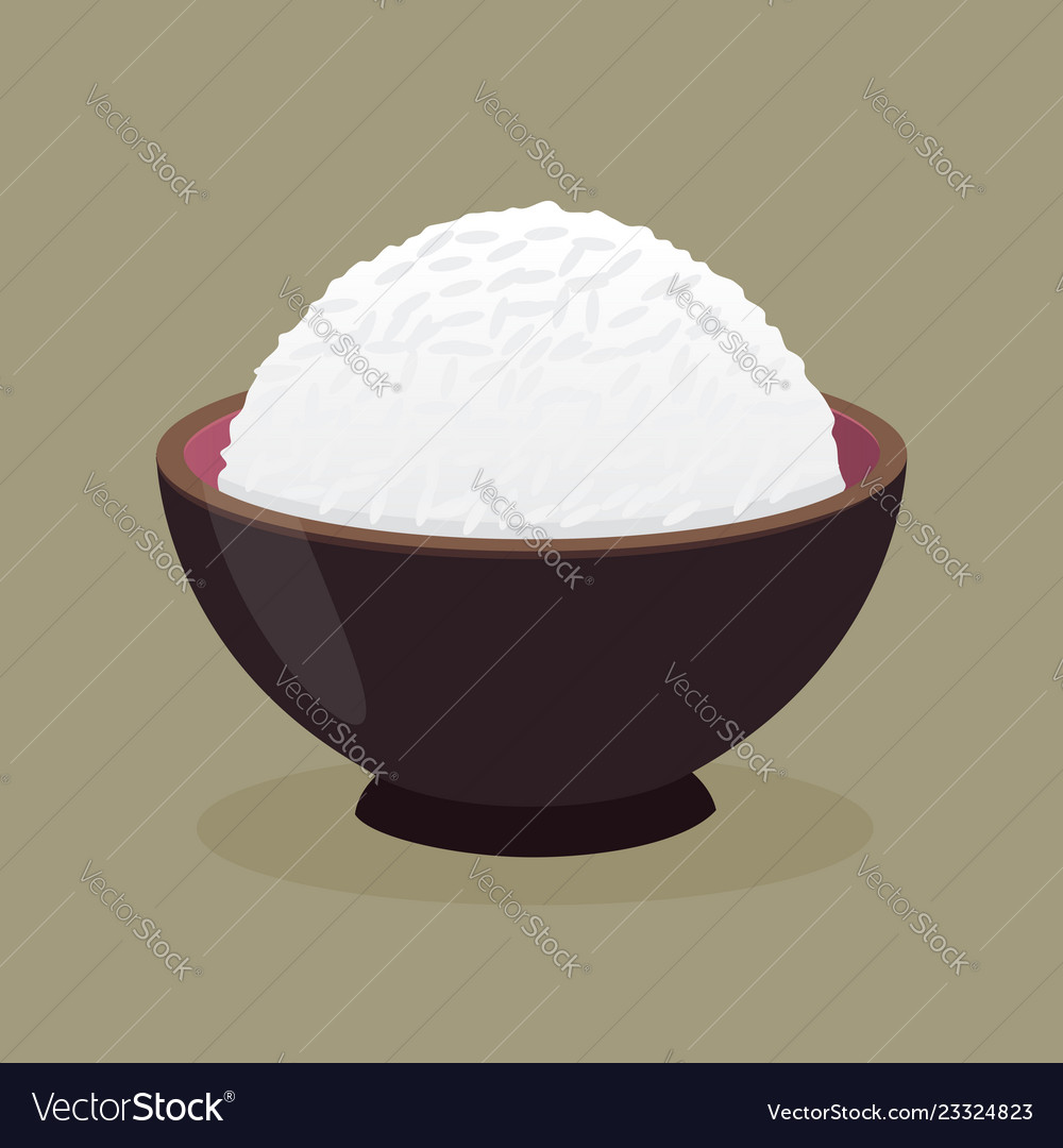 Bowl of cooked steamed rice Royalty Free Vector Image