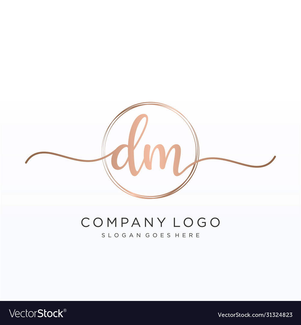 Dm initial handwriting logo design Royalty Free Vector Image