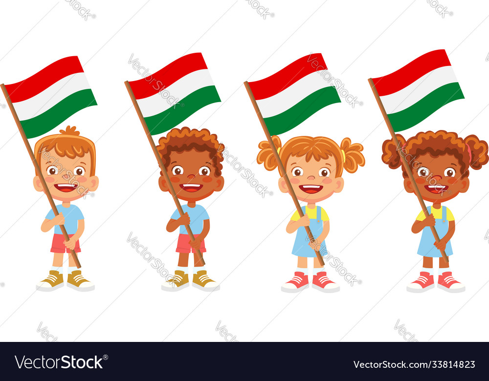 Hungary flag in hand set