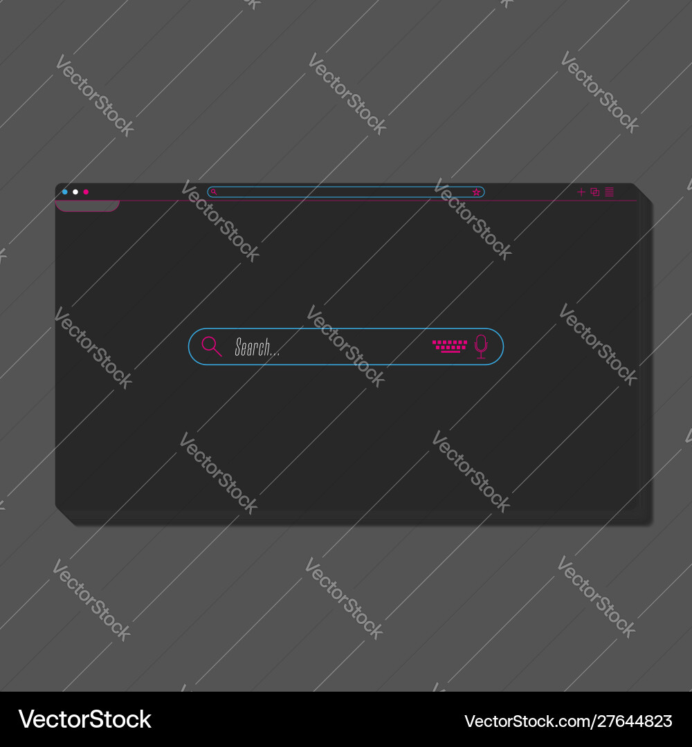 Internet search bar browser window dark theme Vector Image