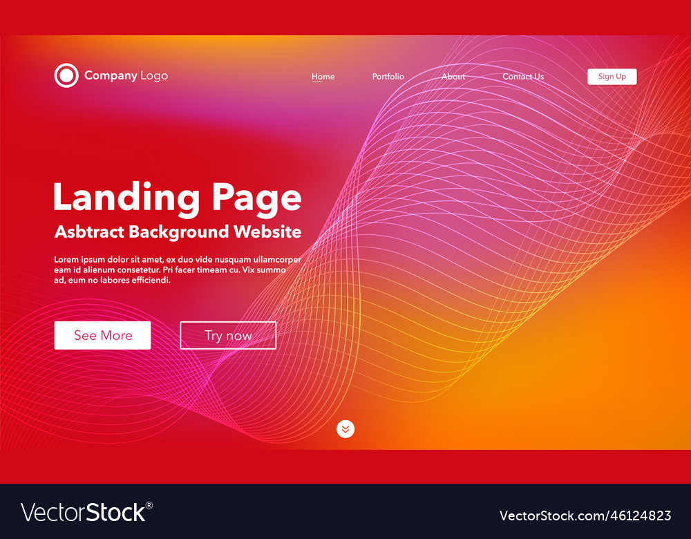 Landing page abstract wave background website vector image Landing page abstract wave background website