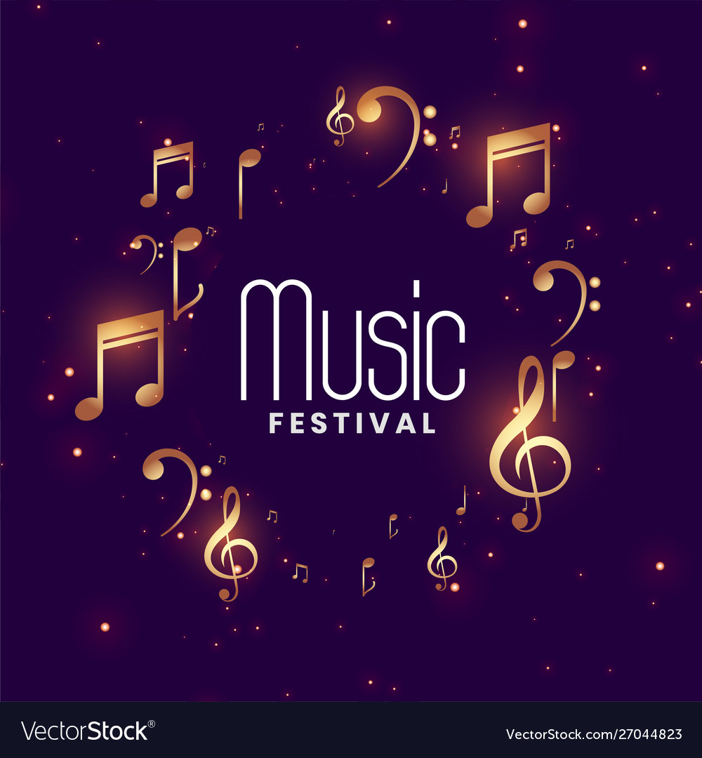 Music festival concert background with golden Vector Image