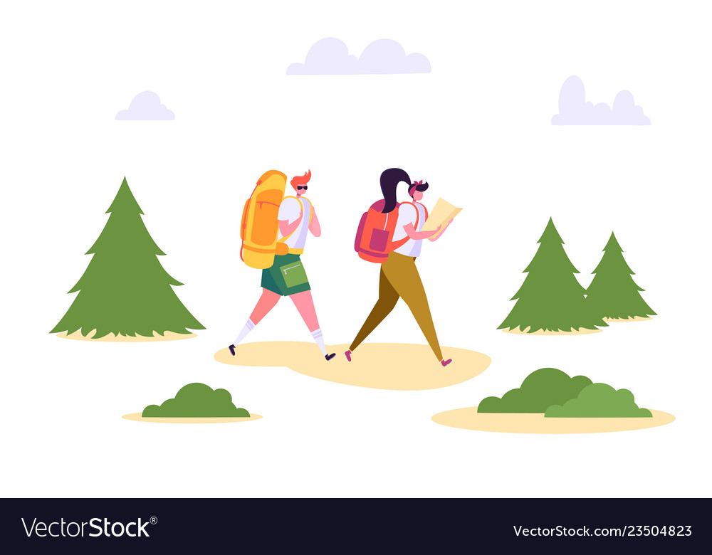 People hiking backpack forest nature landscape